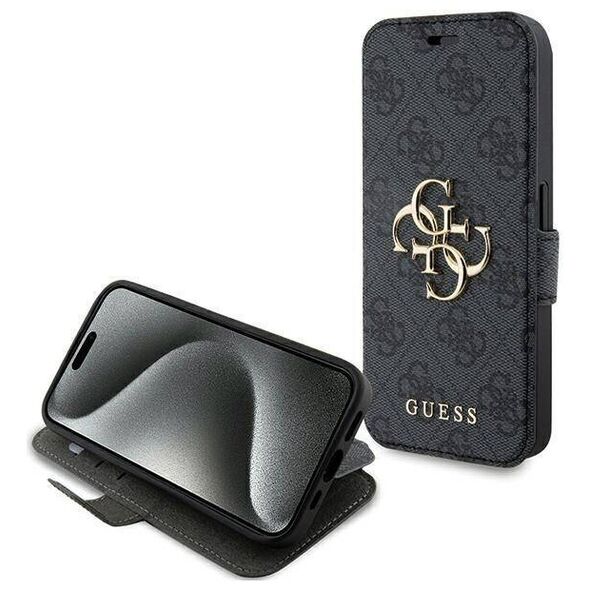Original Case APPLE IPHONE 15 PRO Guess Book 4G Metal Gold Logo (GUBKP15L4GMGGR) gray 3666339194406