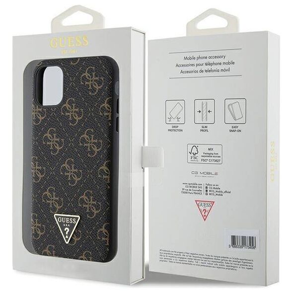 Original Case IPHONE 11 Guess Hardcase 4G Triangle Metal Logo (GUHCN61PG4GPK) black 3666339225667