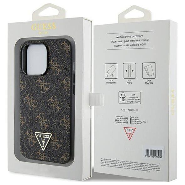 Original Case IPHONE 14 PRO Guess Hardcase 4G Triangle Metal Logo (GUHCP14LPG4GPK) black 3666339225742