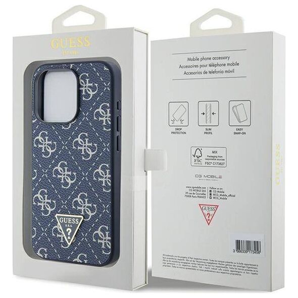 Original Case APPLE IPHONE 15 PRO Guess Hardcase 4G Triangle Metal Logo (GUHCP15LPG4GPB) blue 3666339225926
