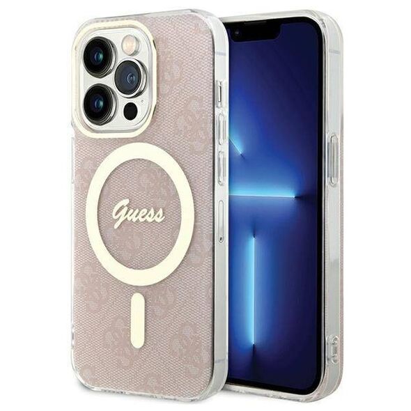Original Case APPLE IPHONE 15 PRO Guess Hardcase IML 4G MagSafe (GUHMP15LH4STP) pink 3666339194680
