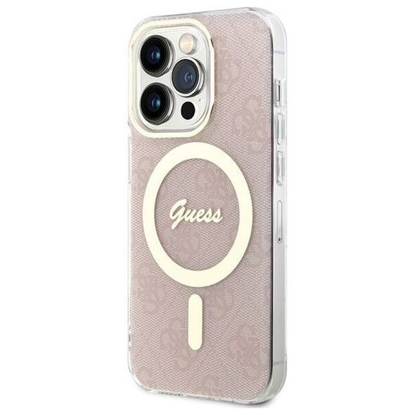 Original Case APPLE IPHONE 15 PRO Guess Hardcase IML 4G MagSafe (GUHMP15LH4STP) pink 3666339194680