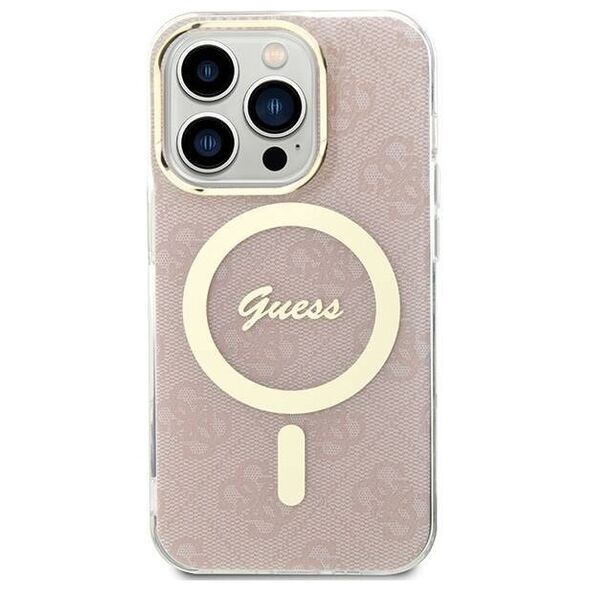 Original Case APPLE IPHONE 15 PRO Guess Hardcase IML 4G MagSafe (GUHMP15LH4STP) pink 3666339194680