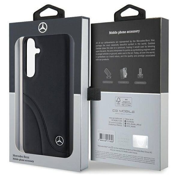 Original Case SAMSUNG GALAXY S24 Mercedes Hardcase Leather Curved Stitches (MEHCS24S23RBCSK) black 3666339240974