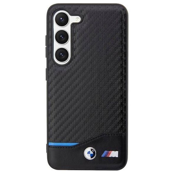 Original Case SAMSUNG GALAXY S23+ BMW Leather Carbon (BMHCS23M22NBCK) black 3666339114589