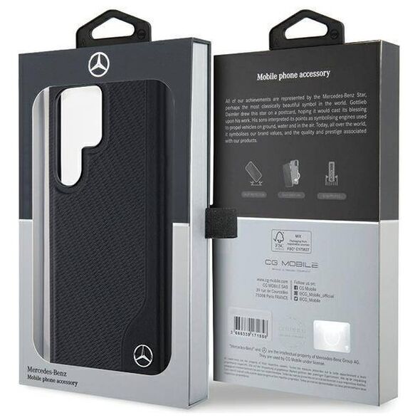 Original Case SAMSUNG GALAXY S24 ULTRA Mercedes Hardcase Leather Debossed Line MagSafe (MEHMS24L23RBGVK) black 3666339240967