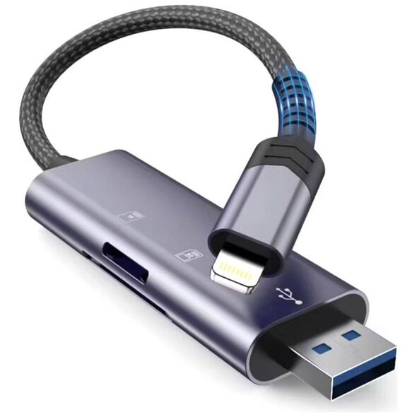 Card Reader SD + Micro SD Lightning + USB Tech-Protect UltraBoost grey 5906302307845