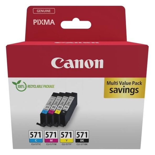 Canon Μελάνι Inkjet CLI-571 CMYK Multipack (0386C008) (CANCLI-571CMYK) έως 12 άτοκες Δόσεις