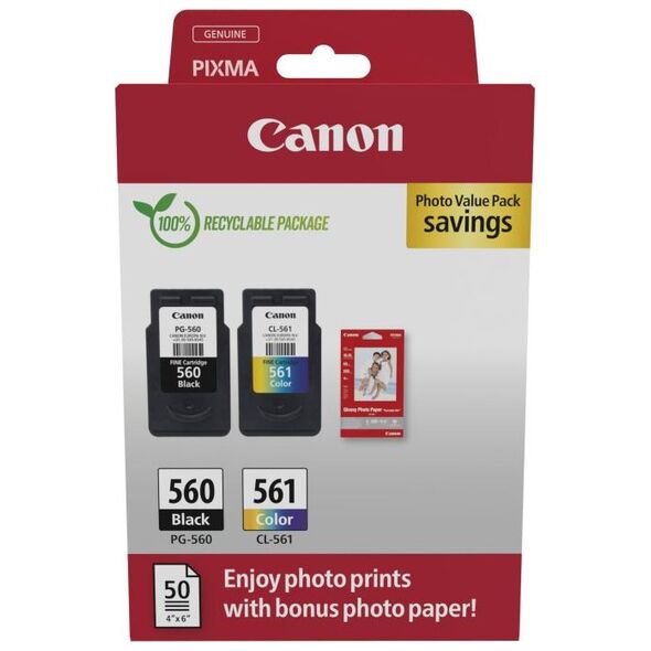 Canon Μελάνι Inkjet PG-560/CL-561 Ph. Value Pack (3713C008) (CANCL-561MP) έως 12 άτοκες Δόσεις