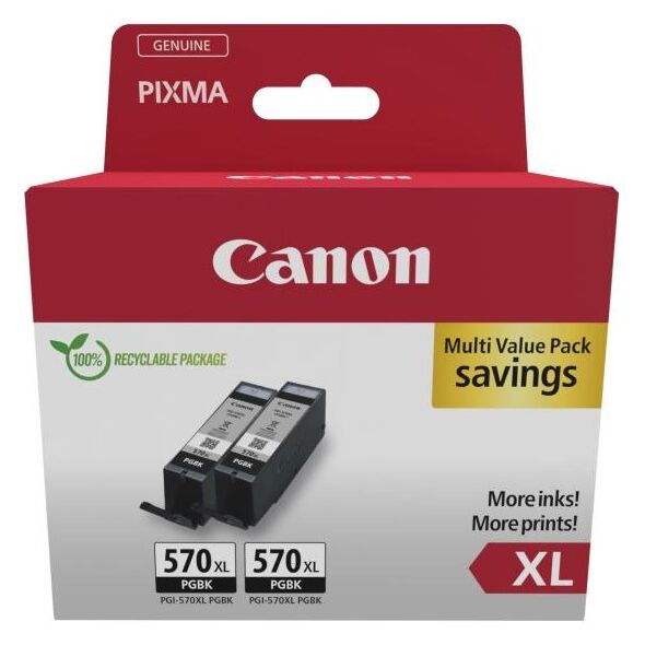 Canon Μελάνι Inkjet PGI-570XL Twin Pack Black (0318C010) (CANPGI-570XLTP) έως 12 άτοκες Δόσεις