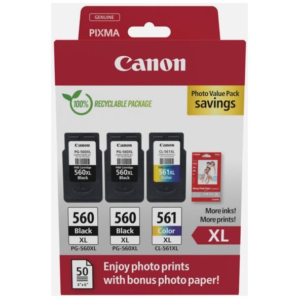 Canon Μελάνι Inkjet PG-560XLx2/CL-561XL Ph.Val.Pk (3712C012) (CANCL-561XLPMP) έως 12 άτοκες Δόσεις