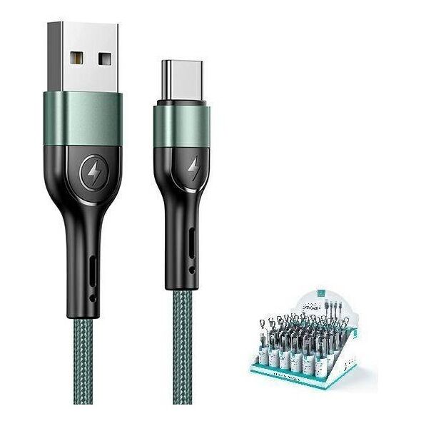 Cable 2A 1m USB - USB-C Usams U55 SJ449USBSG02 (US-SJ449) green 6958444945262