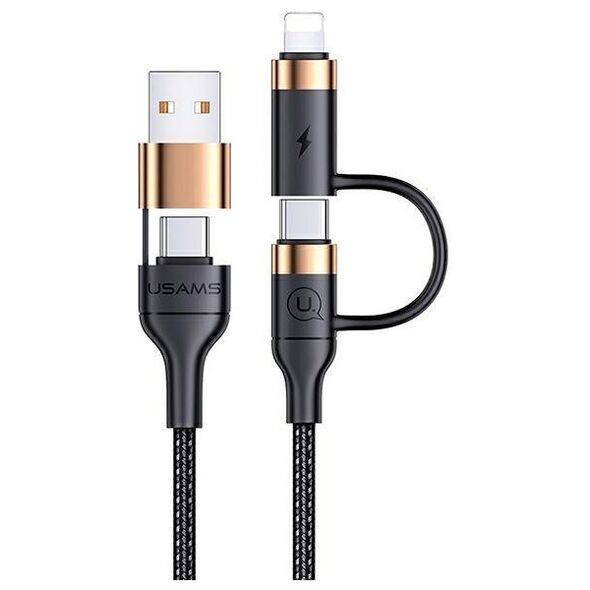 Cable 60W 1.2m PD Fast Charge USB + USB-C - USB-C + Lightning Usams U62 SJ483USB01 (US-SJ483) black 6958444928937
