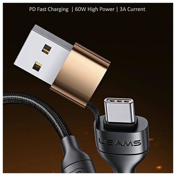 Cable 60W 1.2m PD Fast Charge USB + USB-C - USB-C + Lightning Usams U62 SJ483USB01 (US-SJ483) black 6958444928937