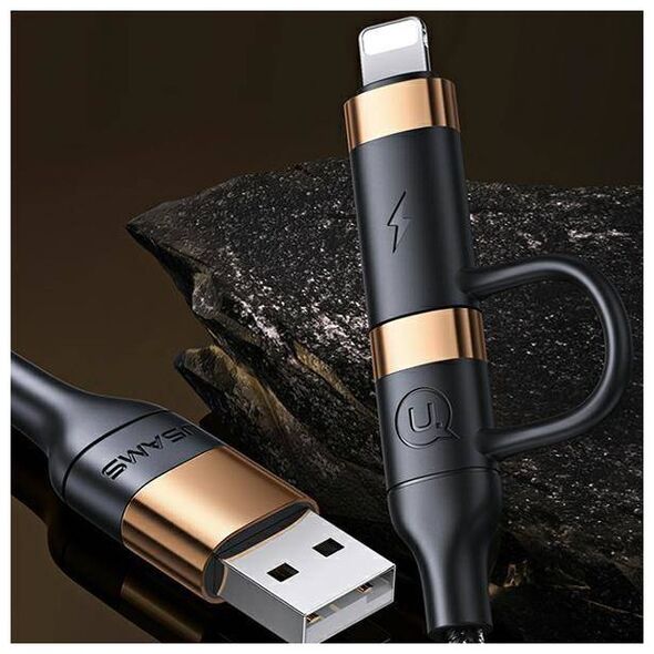 Cable 60W 1.2m PD Fast Charge USB + USB-C - USB-C + Lightning Usams U62 SJ483USB01 (US-SJ483) black 6958444928937