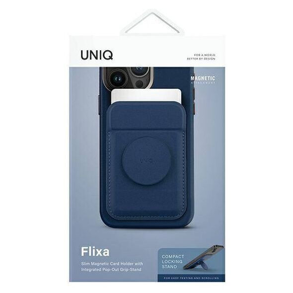 Magnetic Card MagSafe Wallet with Stand UNIQ Flixa navy blue 8886463687031