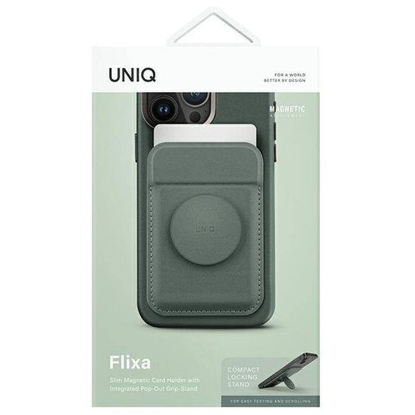 Magnetic Card MagSafe Wallet with Stand UNIQ Flixa green 8886463687079