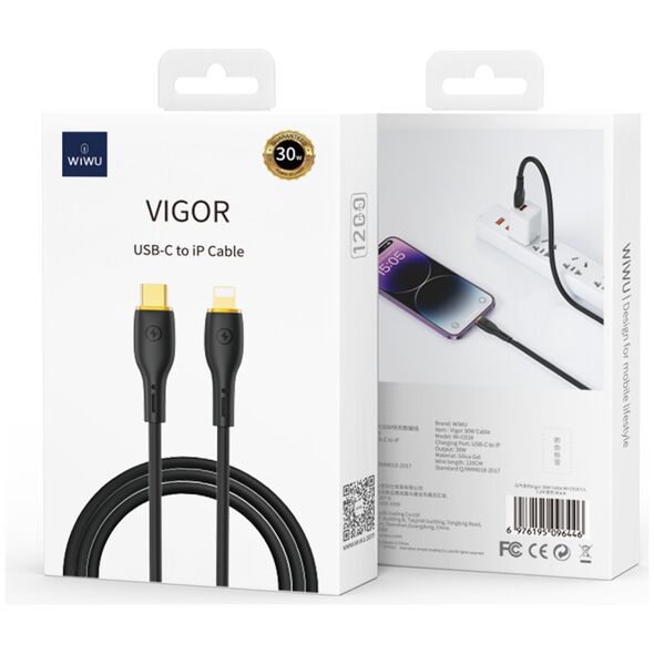 WIWU cable YQ01 USB-C - Lightning 30W 1,2m black 6976195096446