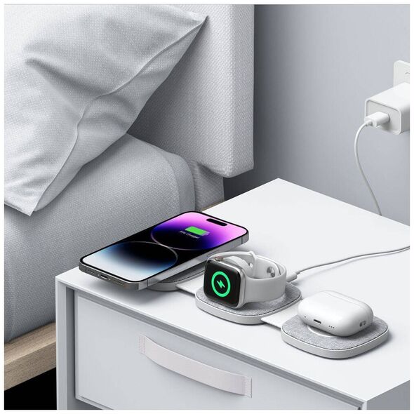 Wireless Charger Magnetic MagSafe 15W 3in1 iPhone + Apple Watch + AirPods Tech-Protect QI15W-A32 grey 5906302308255