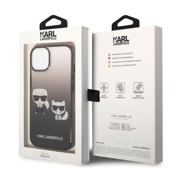 Karl Lagerfeld case for iPhone 14 Plus 6,7&quot; KLHCP14MTGKCK black HC PC/TPU K&Choupette Centered Grad 3666339086411