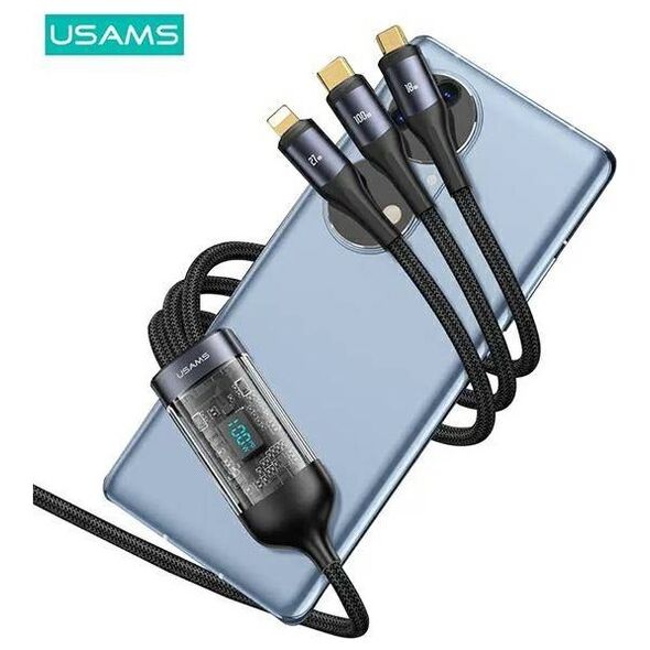 3in1 Cable 100W 1.2m USB-C - USB-C + micro USB + Lightning Digital Display PD Fast Charge USAMS U83 SJ600USB01 (US-SJ600) 6958444904337