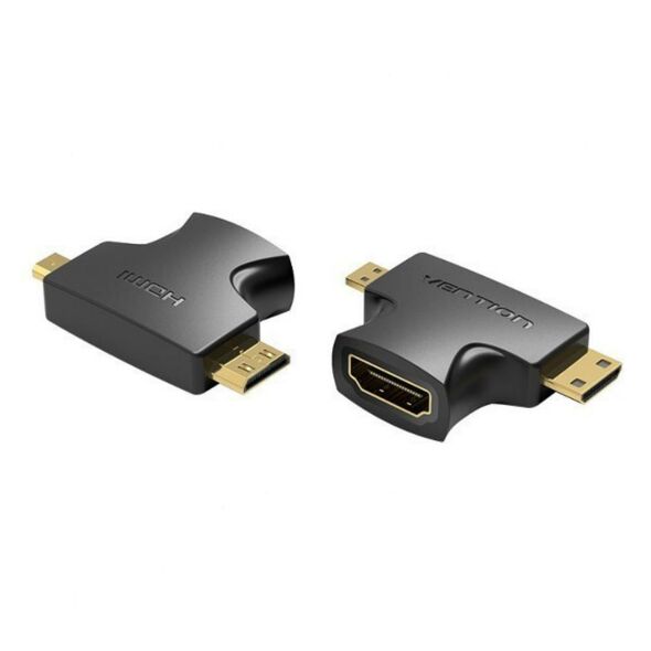 VENTION 2 in 1 Mini HDMI and Micro HDMI Male to HDMI Female Adapter Black (AGFB0) (VENAGFB0) έως 12 άτοκες Δόσεις