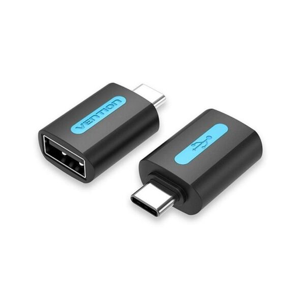 VENTION Type-C Male to USB 2.0 Female OTG Adapter Black PVC Type (CDTB0) (VENCDTB0) έως 12 άτοκες Δόσεις