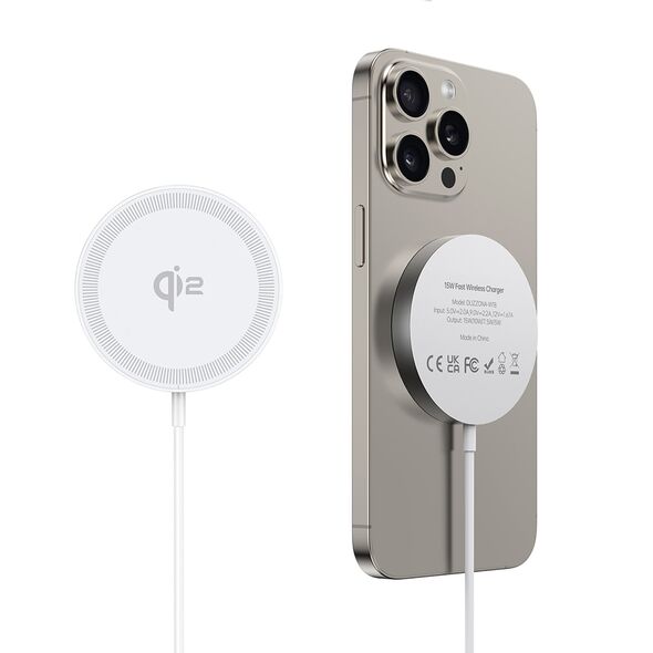 Duzzona Incarcator Wireless Magnetic pentru iPhone -  Duzzona (W18) - White 6934913008621 έως 12 άτοκες Δόσεις