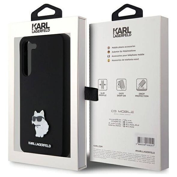 Original Case SAMSUNG GALAXY S24+ Karl Lagerfeld Silicone Choupette Metal Pin (KLHCS24MSMHCNPK) black 3666339259181