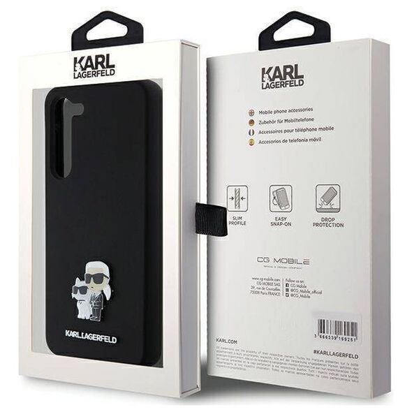 Original Case SAMSUNG GALAXY S24+ Karl Lagerfeld Hardcase Silicone Karl&Choupette Metal Pin (KLHCS24MSMHKCNPK) black 3666339259150