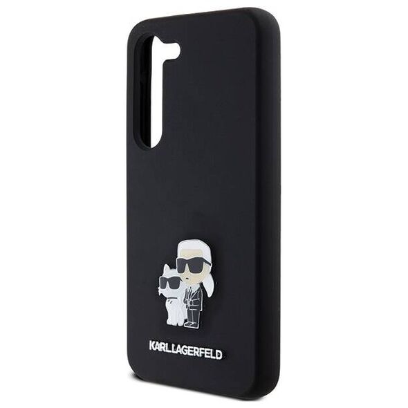Original Case SAMSUNG GALAXY S24 Karl Lagerfeld Hardcase Silicone Karl&Choupette Metal Pin (KLHCS24SSMHKCNPK) black 3666339259143
