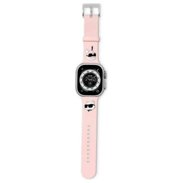 Strap for APPLE WATCH 1 / 2 / 3 / 4 / 5 / 6 / SE / 7 / 8 (38 / 40 / 41 MM) Karl Lagerfeld Strap 3D Rubber Karl&Choupette Heads (KLAWMSLKCNP) pink 3666339259266