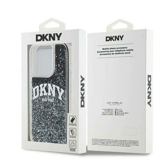 Original Case APPLE IPHONE 15 PRO DKNY Hardcase Liquid Glitter Big Logo (DKHCP15LLBNAEK) black 3666339270773