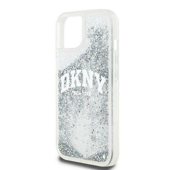Original Case IPHONE 13 / 14 / 15 DKNY Hardcase Liquid Glitter Big Logo (DKHCP15SLBNAET) white 3666339270896