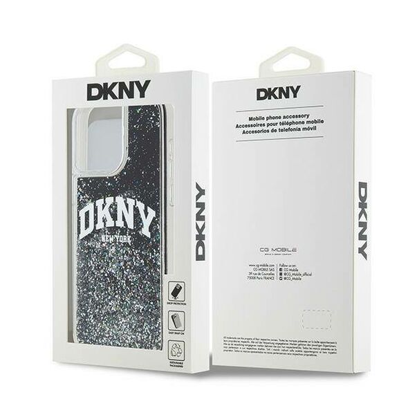Original Case APPLE IPHONE 15 PRO MAX DKNY Hardcase Liquid Glitter Big Logo (DKHCP15XLBNAEK) black 3666339270780