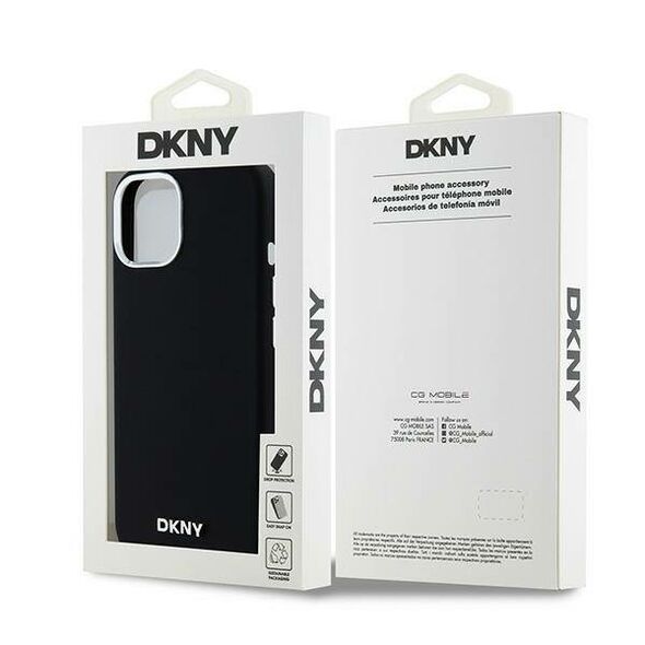 Original Case IPHONE 13 / 14 / 15 DKNY Hardcase Liquid Silicone Small Metal Logo MagSafe (DKHMP15SSMCHLK) black 3666339265717