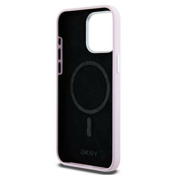 Original Case APPLE IPHONE 15 PRO MAX DKNY Hardcase Liquid Silicone Small Metal Logo MagSafe (DKHMP15XSMCHLP) pink 3666339265885