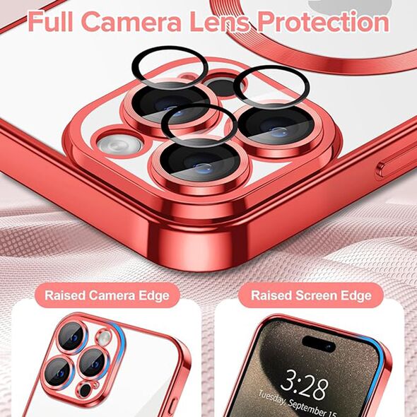 Techsuit Husa pentru iPhone 15 Pro - Techsuit Luxury Crystal MagSafe - Red 5949419136588 έως 12 άτοκες Δόσεις