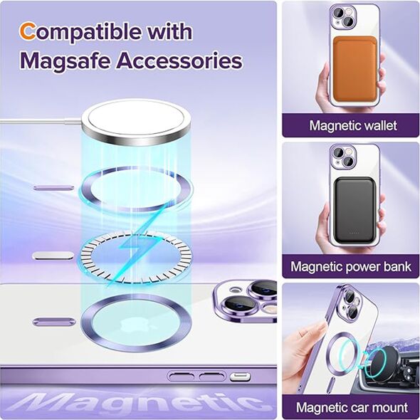 Techsuit Husa pentru iPhone 14 - Techsuit Luxury Crystal MagSafe - Light Purple 5949419136991 έως 12 άτοκες Δόσεις