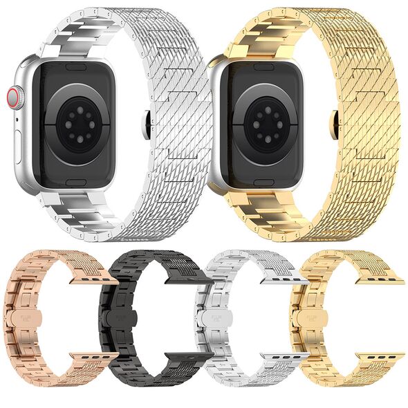 Techsuit Curea pentru Apple Watch 1/2/3/4/5/6/7/8/9/SE/SE 2/Ultra/Ultra 2 (42/44/45/49mm) - Techsuit Watchband (W052) - Gold 5949419138582 έως 12 άτοκες Δόσεις