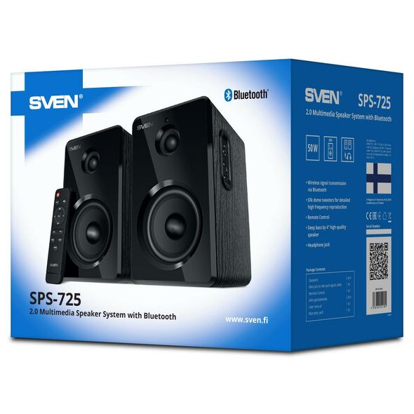 Sven 2.0 Speakers SPS-725 Black 2x25W Bluetooth (SV-021184) έως 12 άτοκες Δόσεις