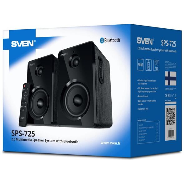 Sven 2.0 Speakers SPS-725 Black 2x25W Bluetooth (SV-021184) έως 12 άτοκες Δόσεις