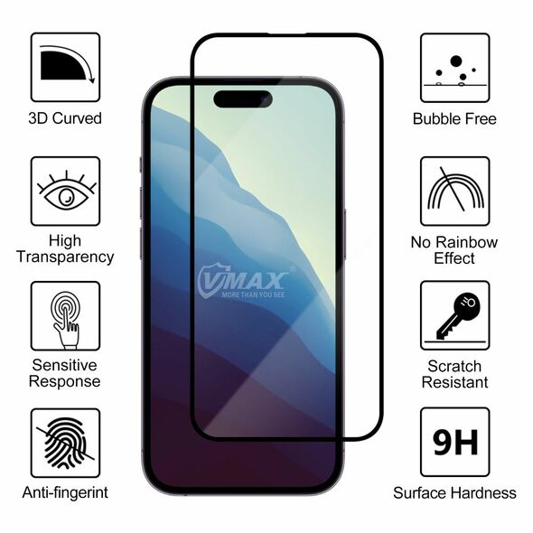 Vmax tempered glass 9D Glass for iPhone 15 6,1&quot; 6976757303364