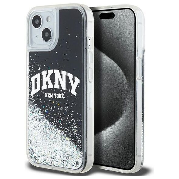 DKNY case for iPhone 15 Plus 6,7&quot; DKHCP15MLBNAEK black HC liquid glitters w arch logo 3666339270766