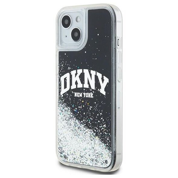 DKNY case for iPhone 15 Plus 6,7&quot; DKHCP15MLBNAEK black HC liquid glitters w arch logo 3666339270766