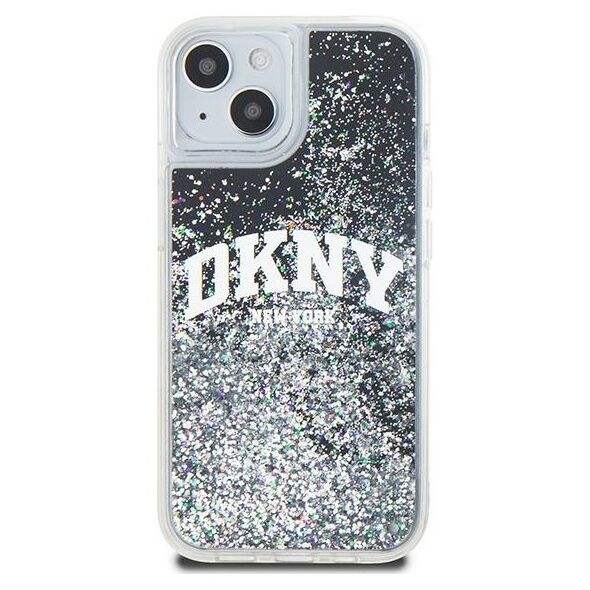 DKNY case for iPhone 15 Plus 6,7&quot; DKHCP15MLBNAEK black HC liquid glitters w arch logo 3666339270766