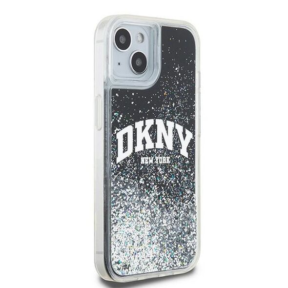DKNY case for iPhone 15 Plus 6,7&quot; DKHCP15MLBNAEK black HC liquid glitters w arch logo 3666339270766