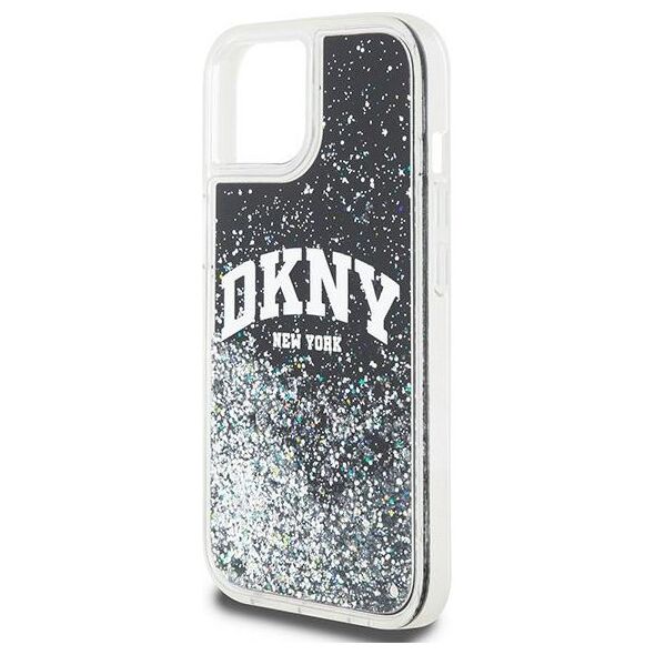 DKNY case for iPhone 15 Plus 6,7&quot; DKHCP15MLBNAEK black HC liquid glitters w arch logo 3666339270766