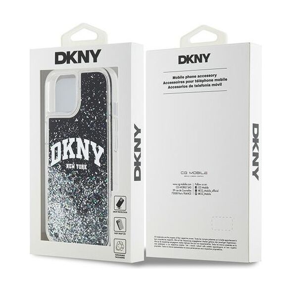 DKNY case for iPhone 15 Plus 6,7&quot; DKHCP15MLBNAEK black HC liquid glitters w arch logo 3666339270766