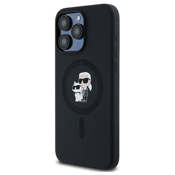 Karl Lagerfeld case for iPhone 15 Pro Max 6,7&quot; KLHMP15XSCMKCRHK black HC Magsafe silicone kc heads ring 3666339254070